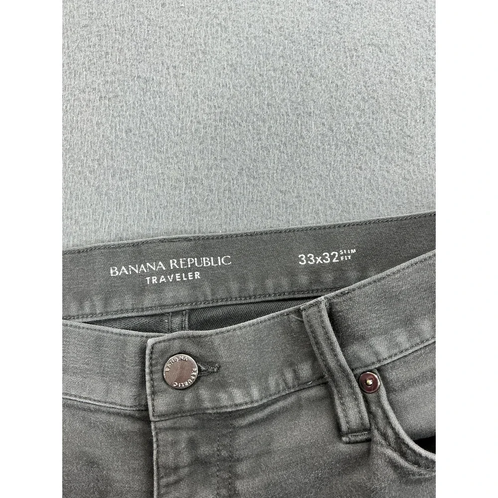 Banana Republic Traveler Jeans Mens 33x31 Gray Slim Straight Stretch‎ Denim
